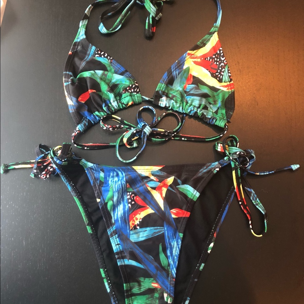 Nasty Gal Tropical Print Bikini Swim Set size 0/XS